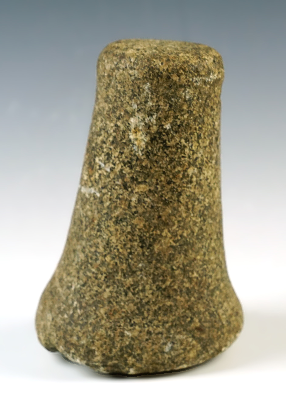4 3/4" tall Bell Pestle with a nice nutting divot on bottom, recovered in Ohio. Ex Bill Ballinger.