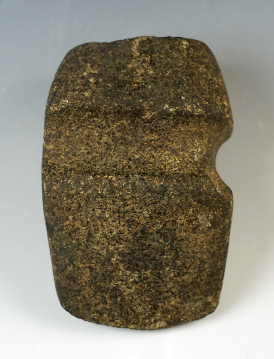 4 1/4" Well styled and heavily patinated 3/4 Grooved Axe. Nice raised ridges found in Illinois.