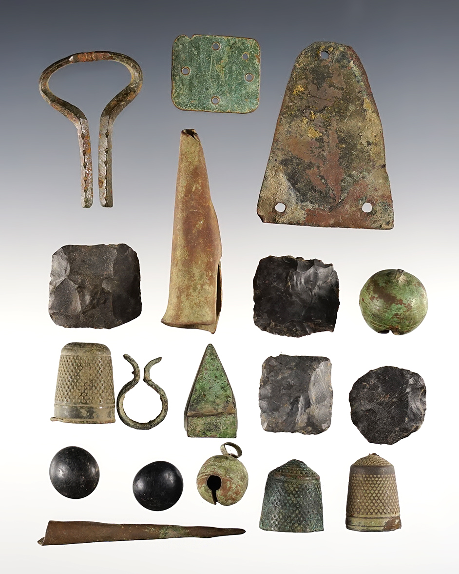 Set of 18 Trade Items recovered at the Power House Site in Lima, New York. 