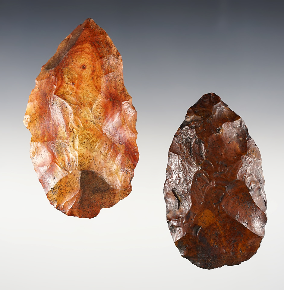 Pair of heavily patinated Florida Blades. The largest is 3 7/8".