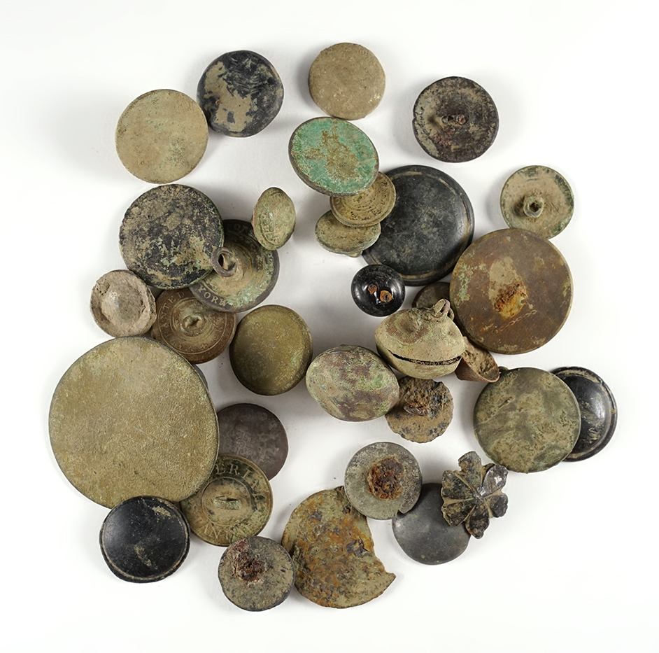 Large group of miscellaneous trade buttons recovered at the White Springs Site in Geneva, NY