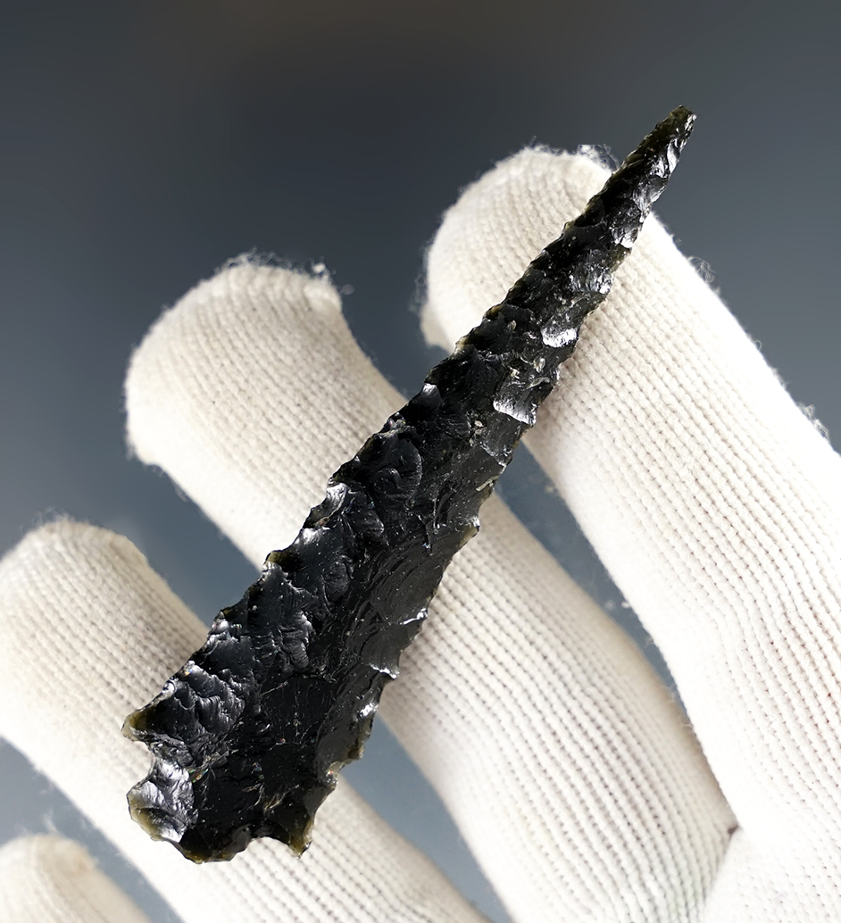 Fine 2 11/16" Elko made from Obsidian. Found by Richard Peterman in Klamath Co., Oregon.