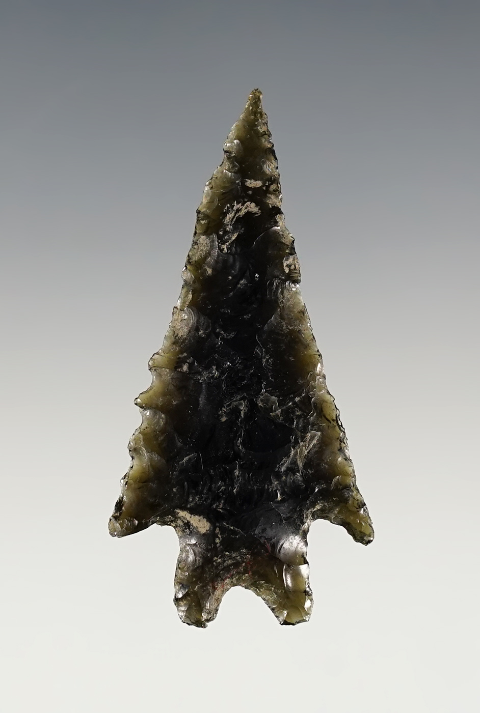 2 1/16" Gatecliff Split-Stem - Obsidian - found near Crump Lake in Lake Co., Oregon.  COA.