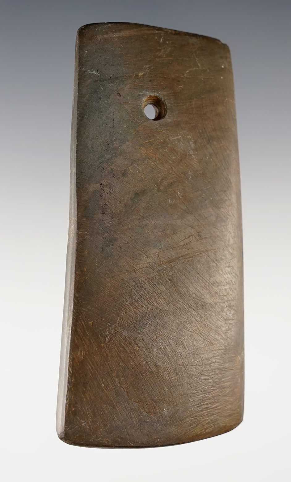 3 1/2" thin and well made Trapezoidal Pendant found in Clinton Co., Ohio. Ex. Hall, Davis, Root