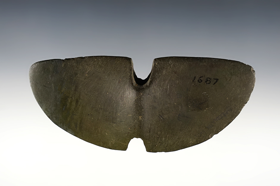 4 1/2" Butterfly Wing Bannerstone with restoration to 3/4" of one wing tip. Ottawa Co., Ohio.