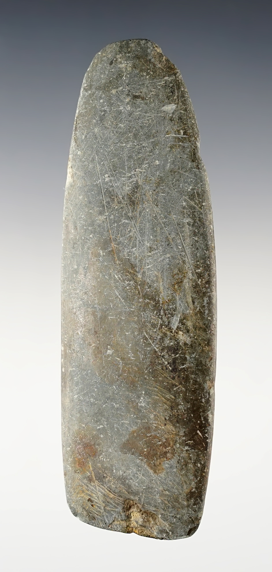 Well polsihed 4 7/16" undrilled Pendant that is heavily tallied down one edge. Ohio area. 