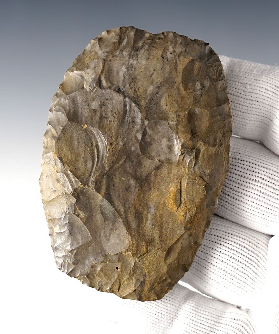 Exceptional 3 1/8" Paleo Square Knife found in Monroe Co., Michigan. Well flaked.