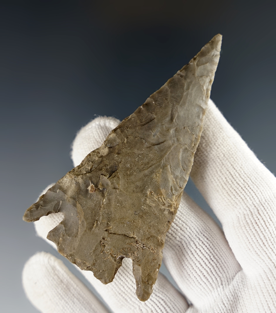 3 3/16" Marcos made from nicely patinated Chert. Found in Texas. 