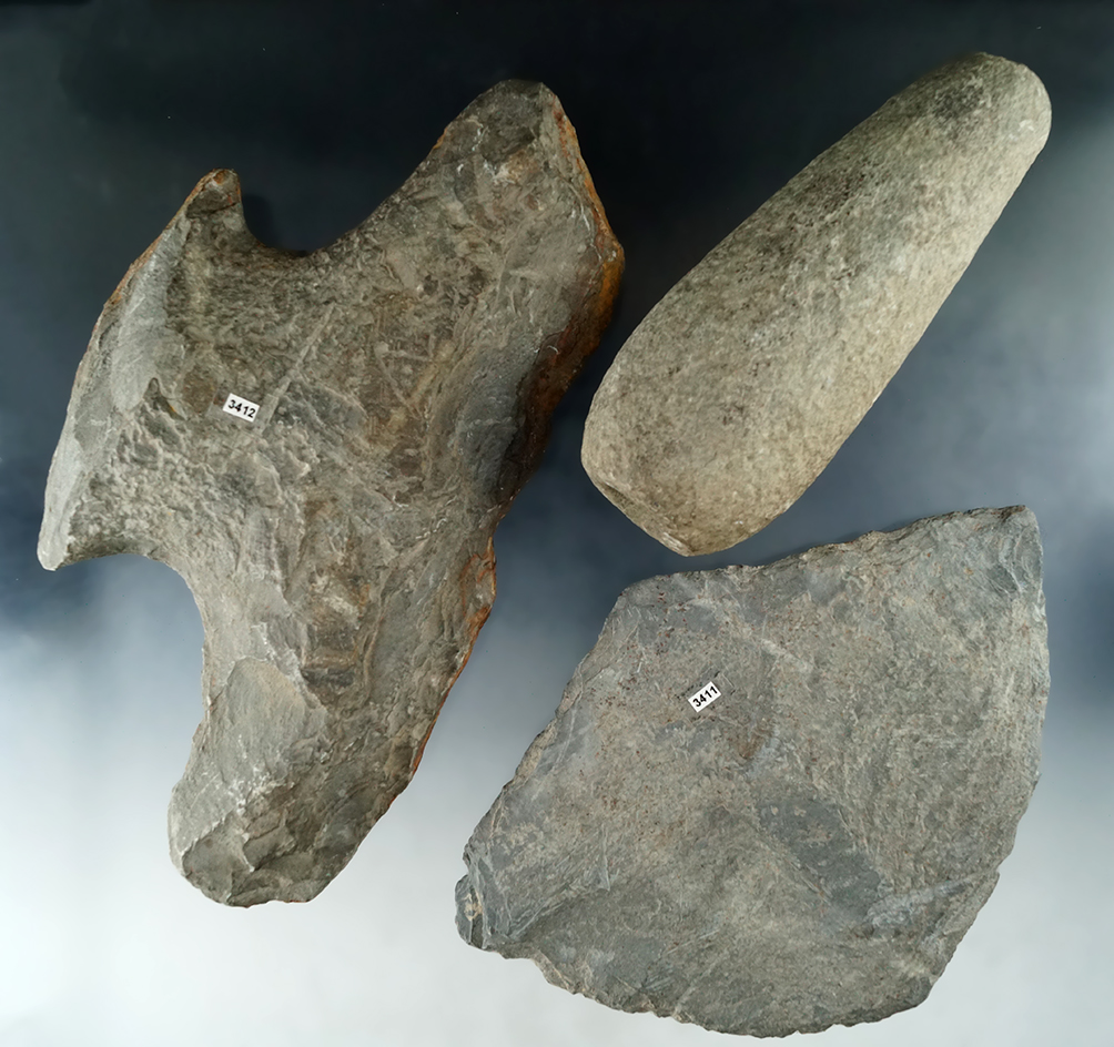 Set of 3 Slate Preforms found in Ohio, largest is 8".