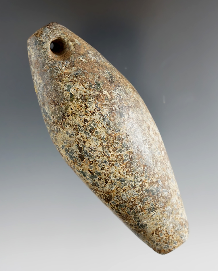 4 3/8" Perforated Hardstone Plummet - Tulare Lake Basin, California. Bennett and Jackson COA's.