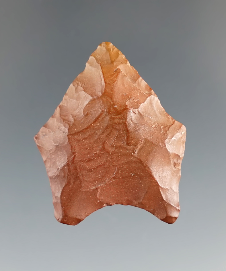 1 5/16" Red Jasper Pelican found in Sabine Parish, Louisiana.  Jackson and Bennett COA's.