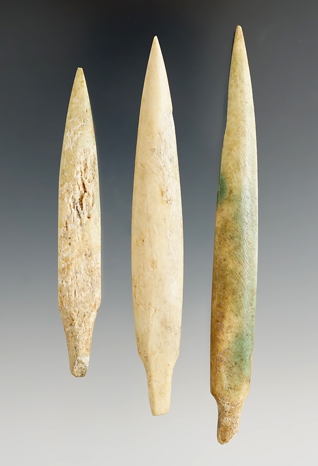 Set of 3 Socketed Projectile Points made from Bone. Comes with a Bennett COA.