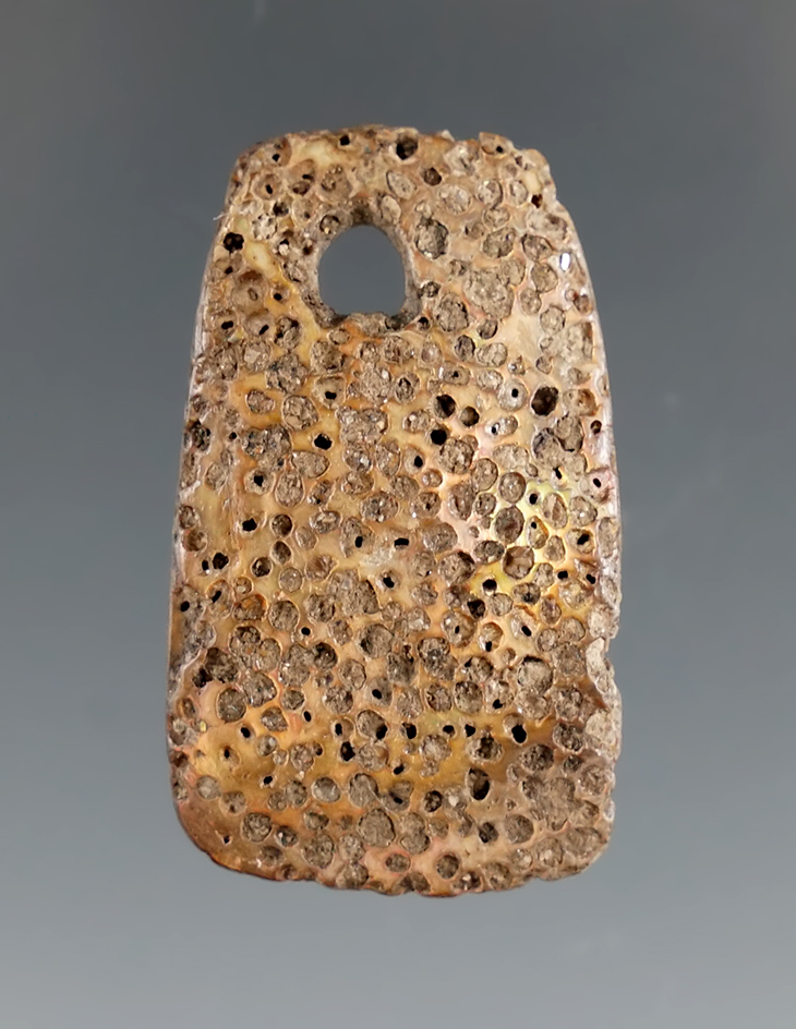 1 3/8" Abalone Shell Pendant in excellent condition. Ex. Ellen Wood Collection. Partain COA.