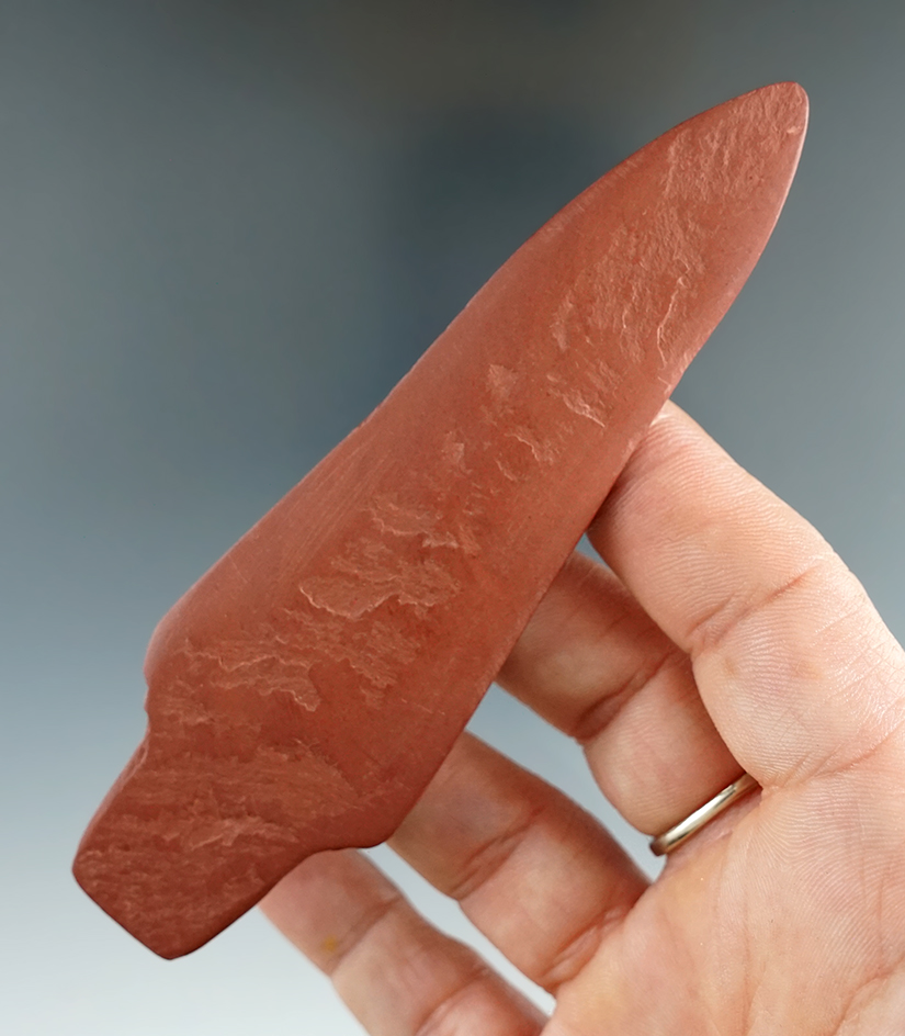 4 9/16" Red Slate Spear found in Maine. Comes with a Bennett COA.
