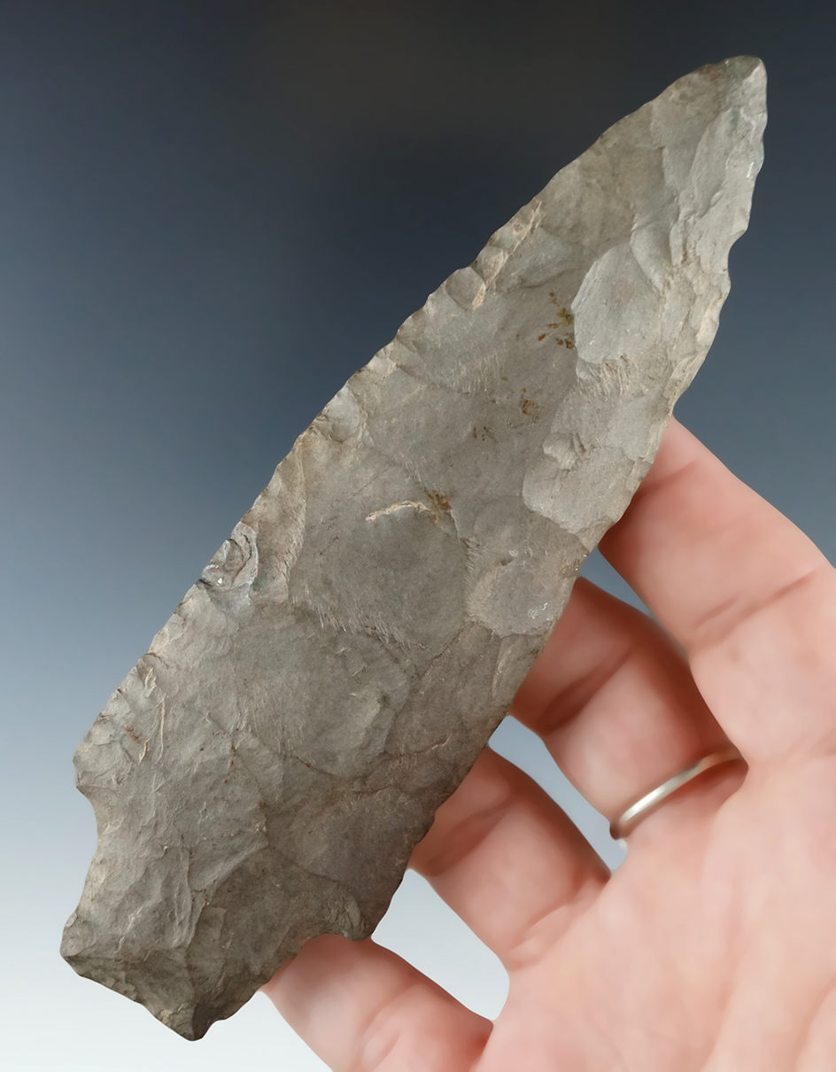 5 1/16" Genesee made from Esopus chert with minor restoration to 1/8" of tip Cayuga Co., NY.