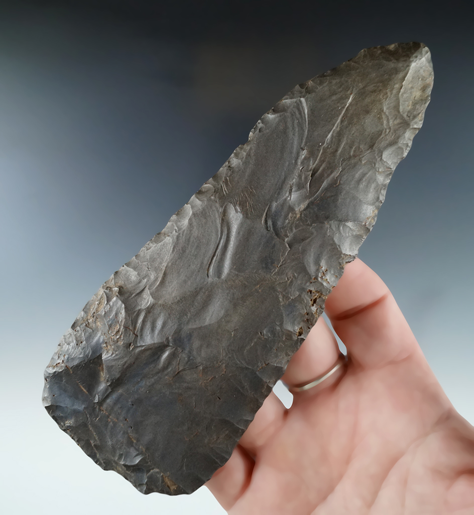 Large 5 7/8" Deepskill chert Archaic Knife - very well patinated found near Brandt, Erie Co., NY