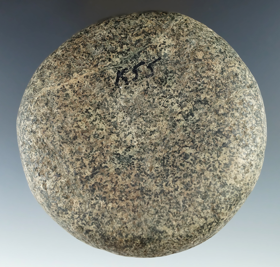 Excellent polish on this 3 1/2" Dimple Discoidal found in New York.