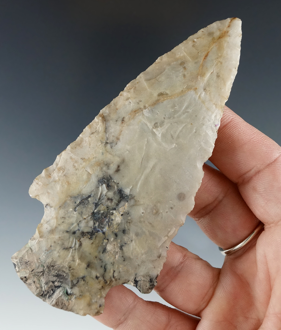 4 1/8" Hopewell with restoration to the bottom of base found in Allegheny County New York.