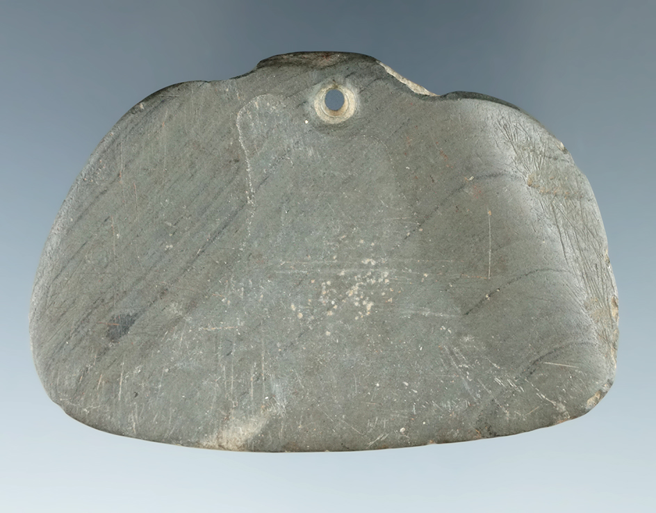 Uniquely styled 2 5/8" wide Banded Slate Pendant found in New York.  Ex.  Floyd Johnson.