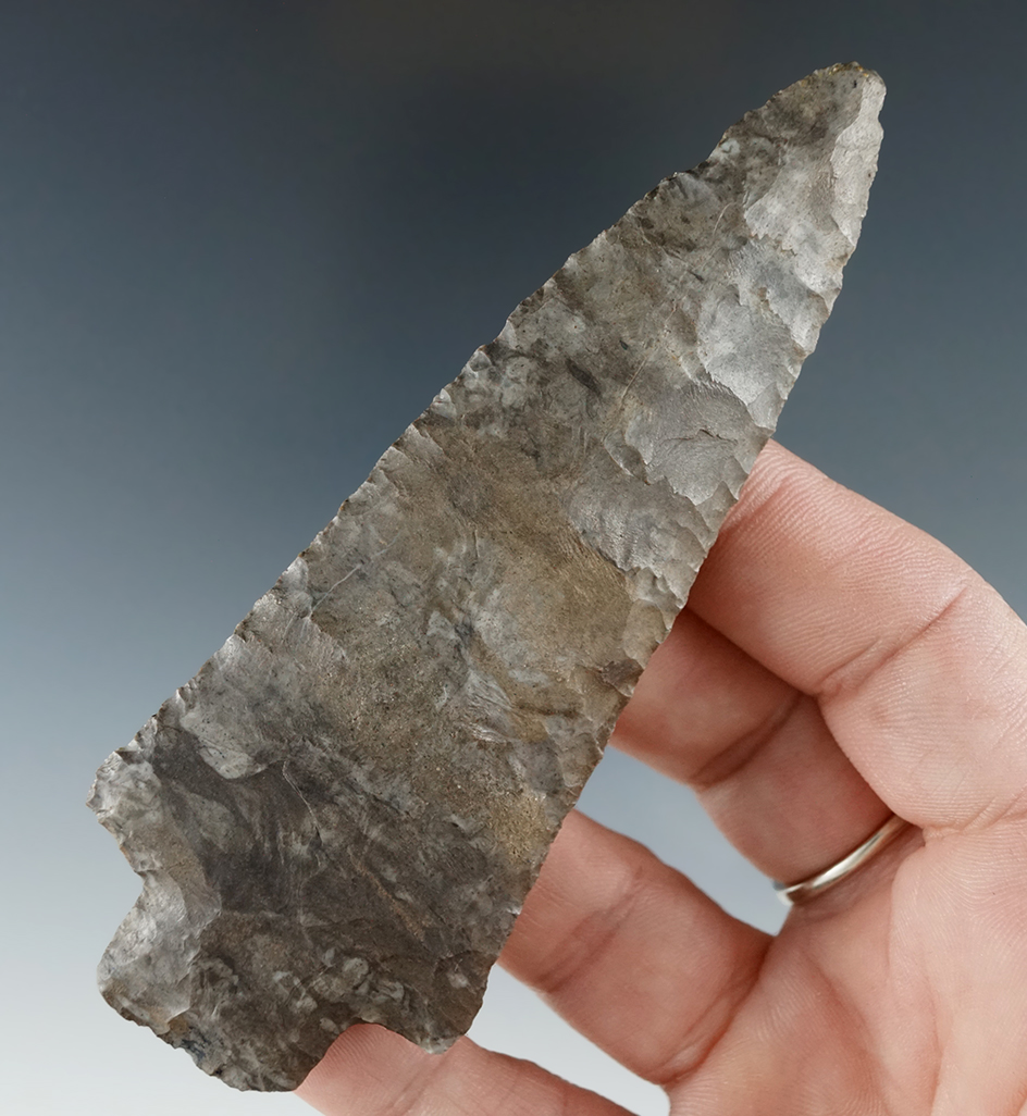 4 1/8" Genesee made from attractive Onondaga Flint found near Elmira, Chemung County NY.