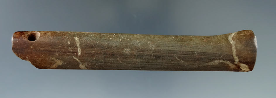 4 7/16" Anciently salvaged Bar Atlatl weight found in Middlesex, Ontario Canada.