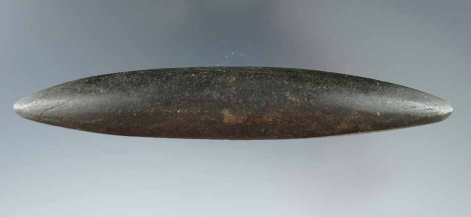 5 1/2"Hardstone Elliptical Atlatl weight that is nicely polished. Honeoye, Ontario County New York.