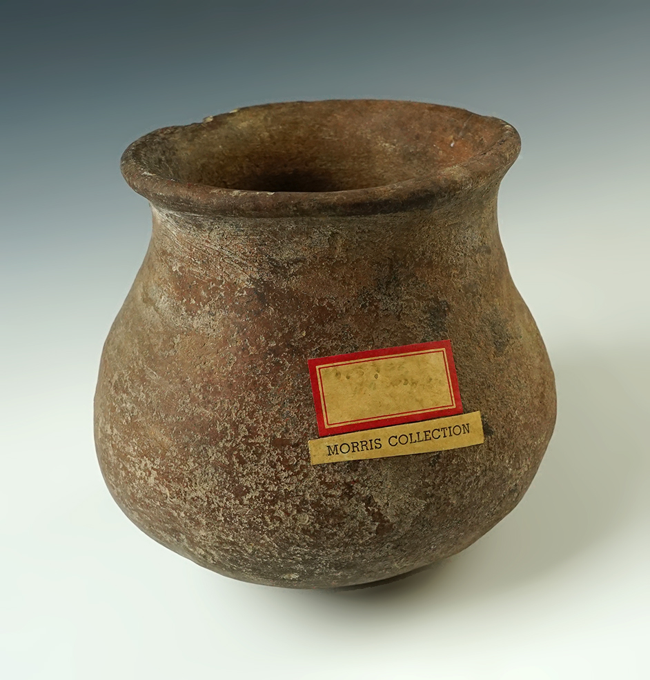 5" wide x 5 1/8" tall Flared Rim Pre-Columbian Pottery Vessel, recovered in Mesoamerica. 