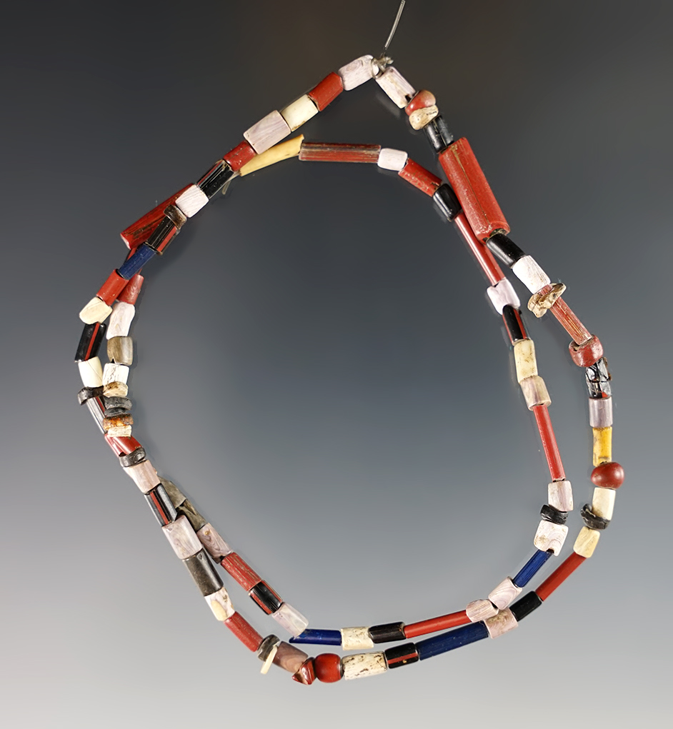 18 1/2" Strand of Shell and Glass Beads found at the Great Gully Site in New York.