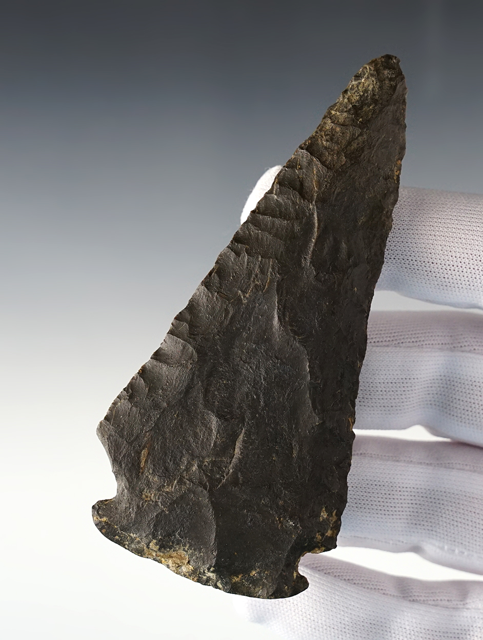 4" Meadowood Knife - New York, very nice. Large deposits of calcified plant matter on surface.