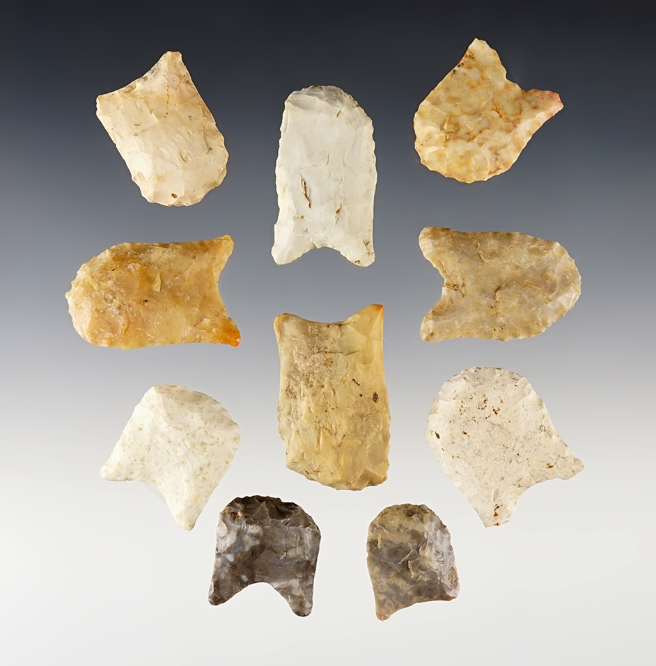 Set of 10 Arkansas Dalton Scrapers in excellent condition. The largest is 1 1/2".