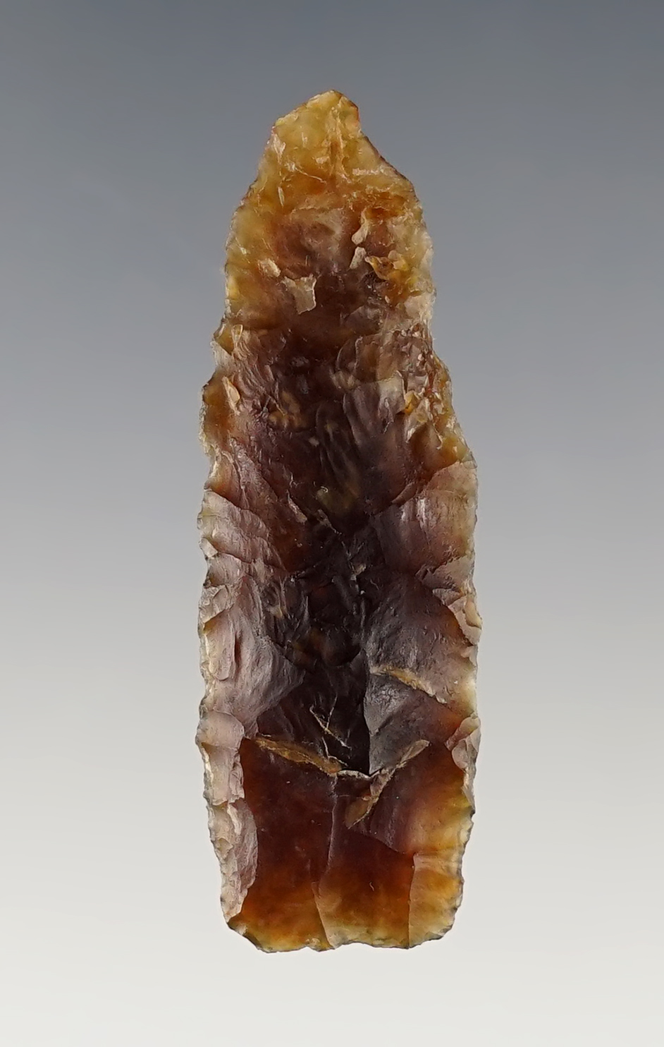 Nicely made 1 15/16" Eden made from Knife River Flint. Found in North Dakota. Stermer COA.