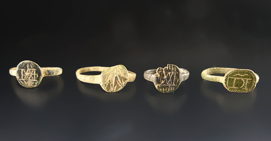 Set of 4 Trade Rings with bent bands. Recovered at the White Springs Site, Geneva, New York.