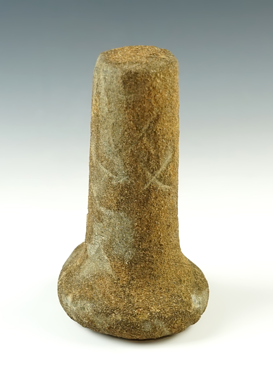 Very unique material on this 6 3/8" Bell Pestle made from Sandstone. Well styled. Midwestern U.S. 