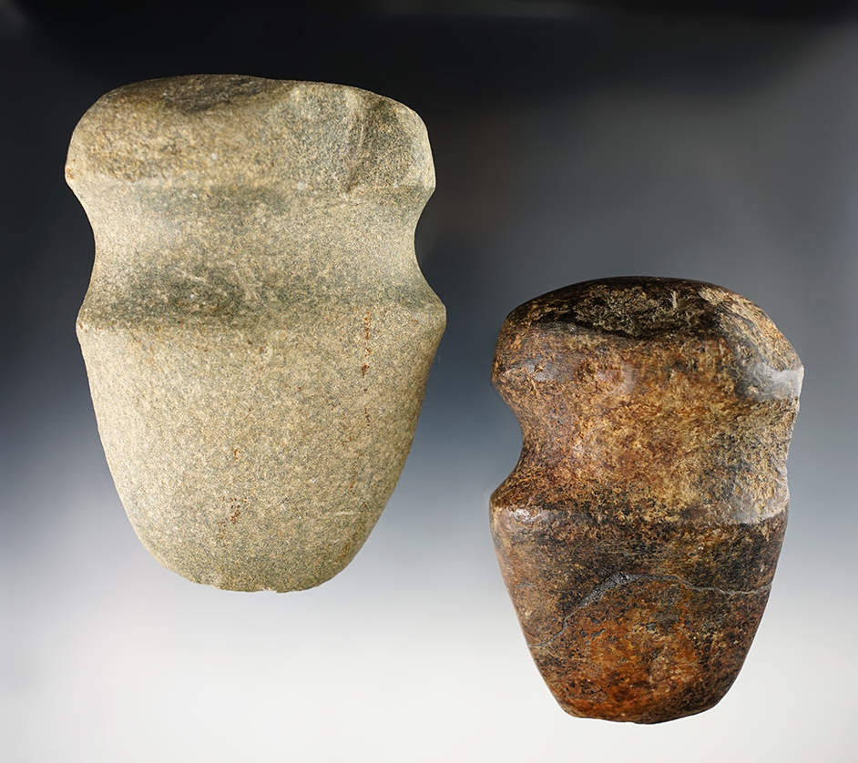 Pair of Ohio Axes. The 3/4 Groove is broken and glued. The Full Groove Axe measures 4 7/8".