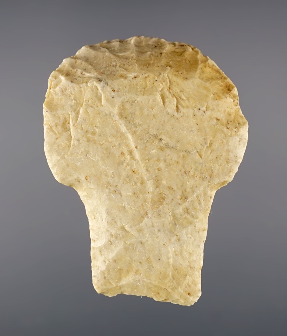 2" Johnson Hafted Scraper found in Oklahoma with nice grinding to the stem area. Stermer COA.