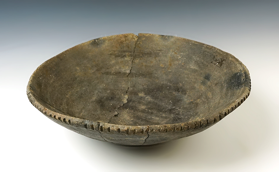 10 1/2" Mississippian Pie Crust Bowl recovered at the Smith site, Mississippi Co., Arkansas. 