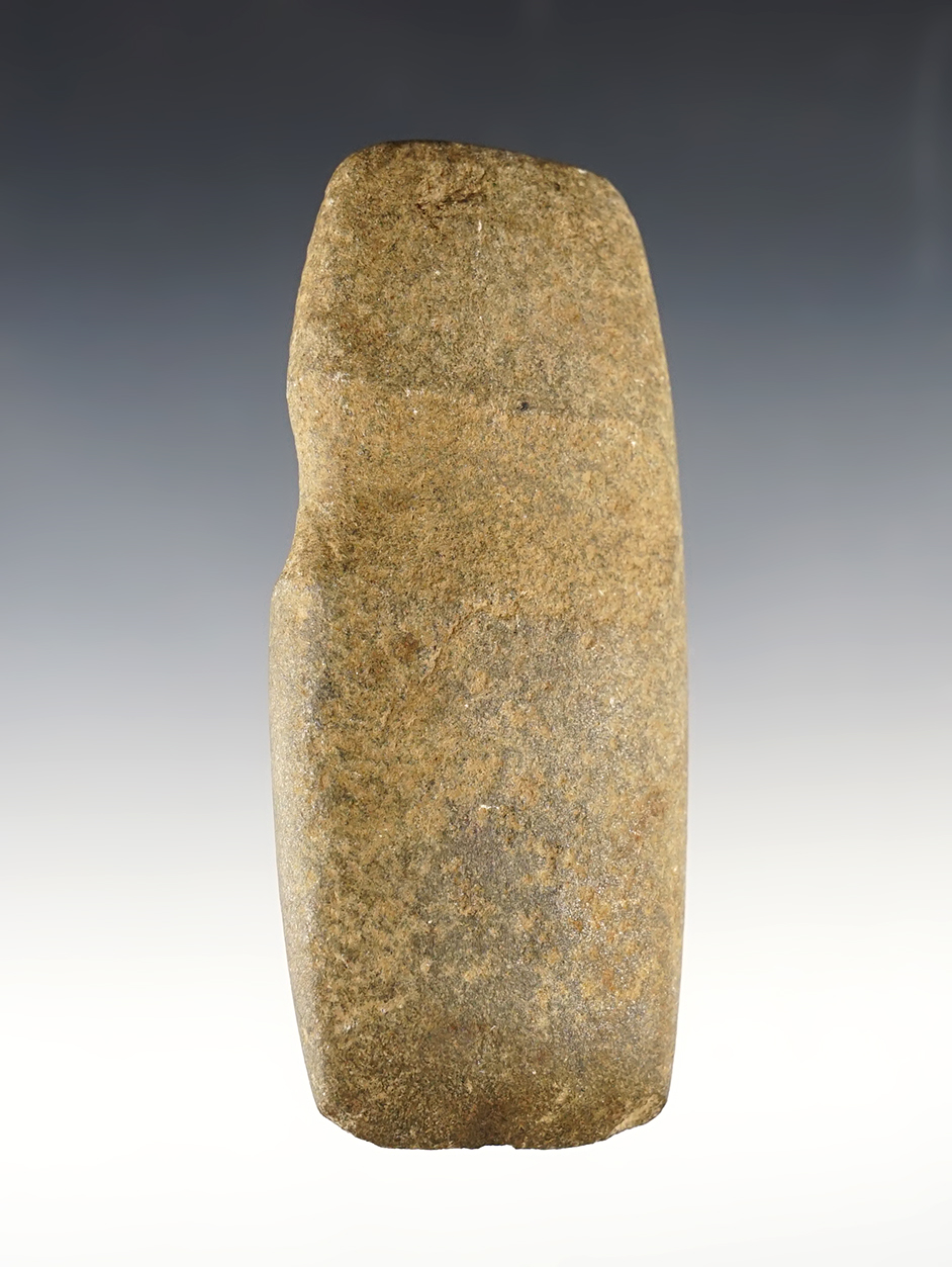 4 1/8" uniquely styled 3/4 Groove Axe. The bit has seen heavy use in ancient times.