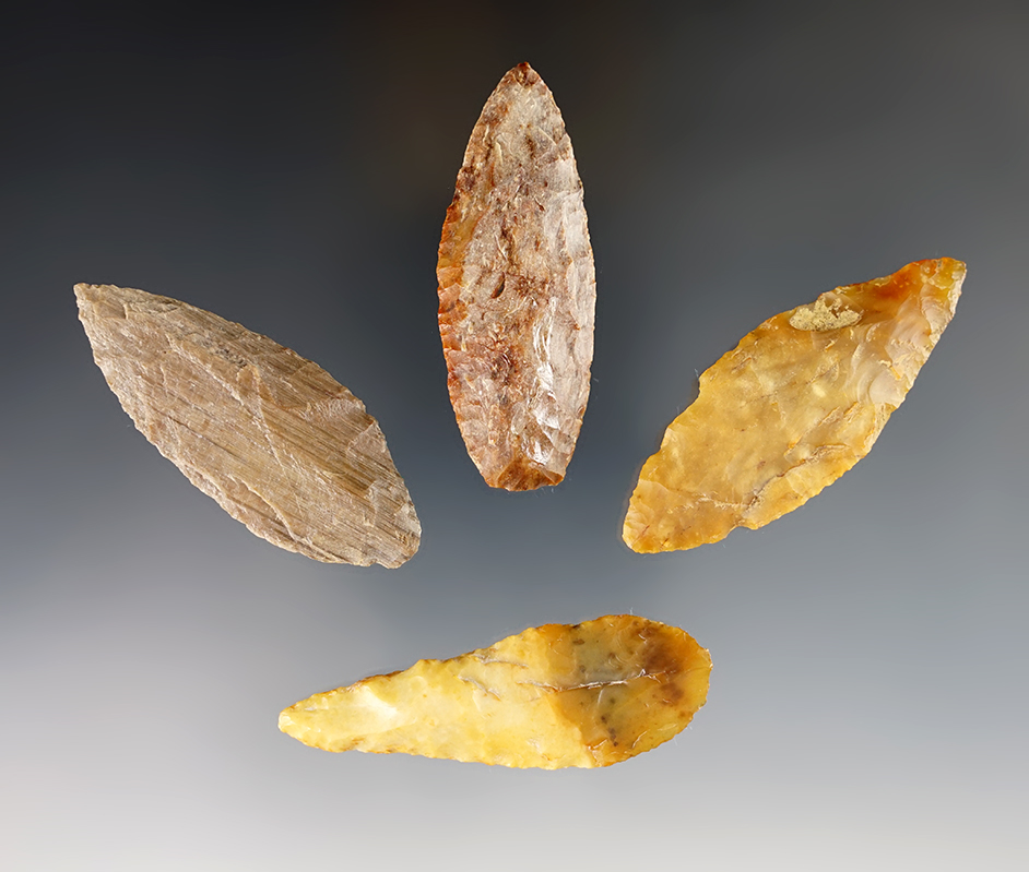 Set of 4 nicely made Cascades - Washington/Oregon area. Ex. Norma Berg. The largest is 2 9/16".