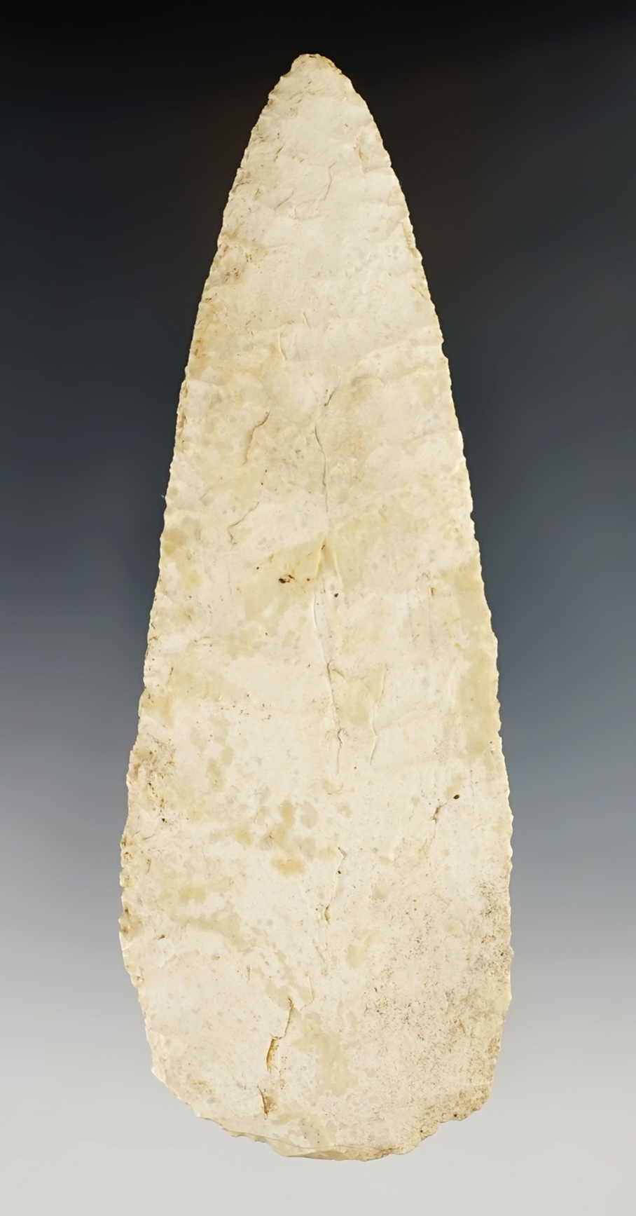 5 7/8" well flaked and thin Blade found in Illinois. Ex. Ron Thiebeau.