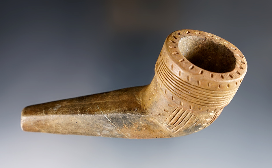 4 3/4" x 1 1/2" Clay Pipe - Terra Cotta - Ohio. Ex. Platt collection. Comes with a Bennett COA. 