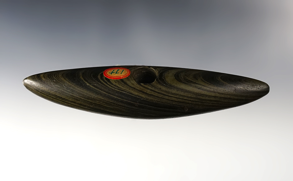 Exceptional! 4 7/8" classic style Pick Bannerstone - Glacial Slate - Ohio. Ex. Jack Hooks. 