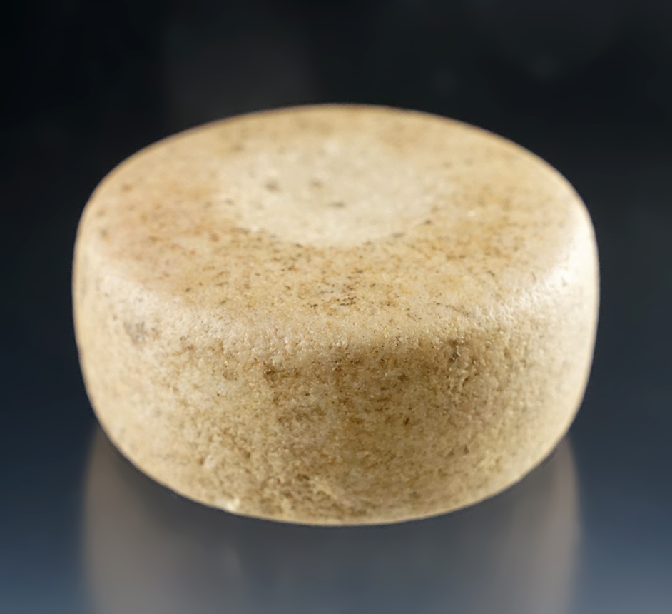 2 1/4" Dimpled Discoidal - Quartz. Found in Weakley Co., Tennessee. Ex. Mack Ashman. 