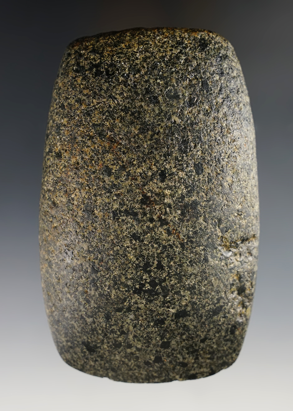 4 1/2" Granite Celt that is well patinated. Hardin Co., Illinois. Ex. Wes Atkinson. Dickey COA. 