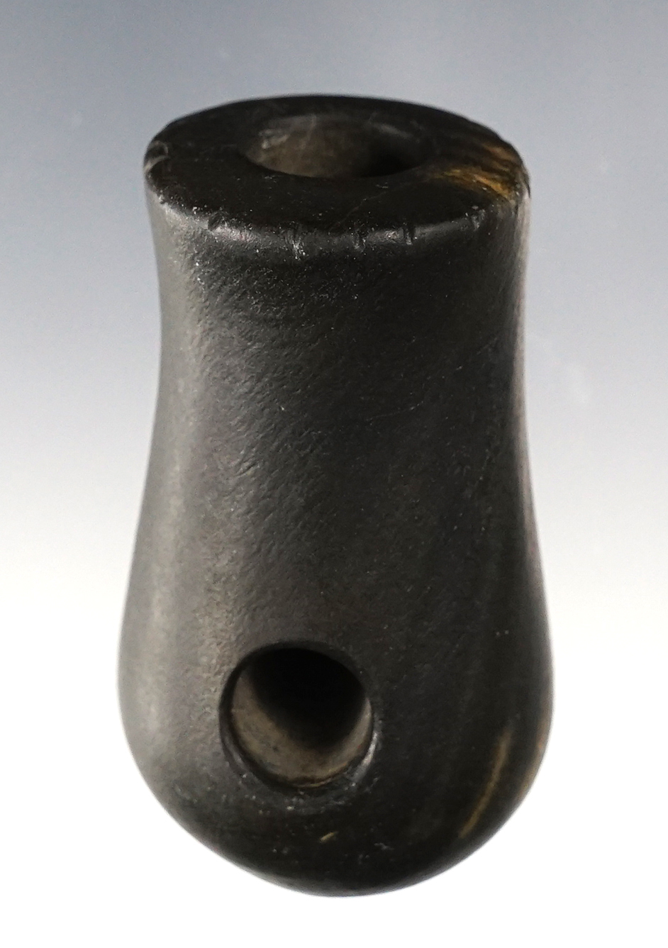 2 1/8" finely made Banded Slate Vase Pipe with nice tallies around the top of the bowl - Ohio.