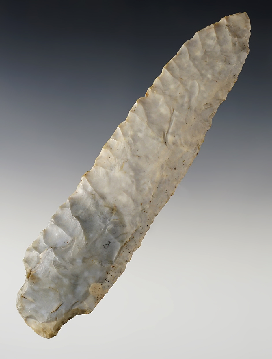 5 5/8" Flint Ridge Flint Stemmed Knife found in Ohio.
