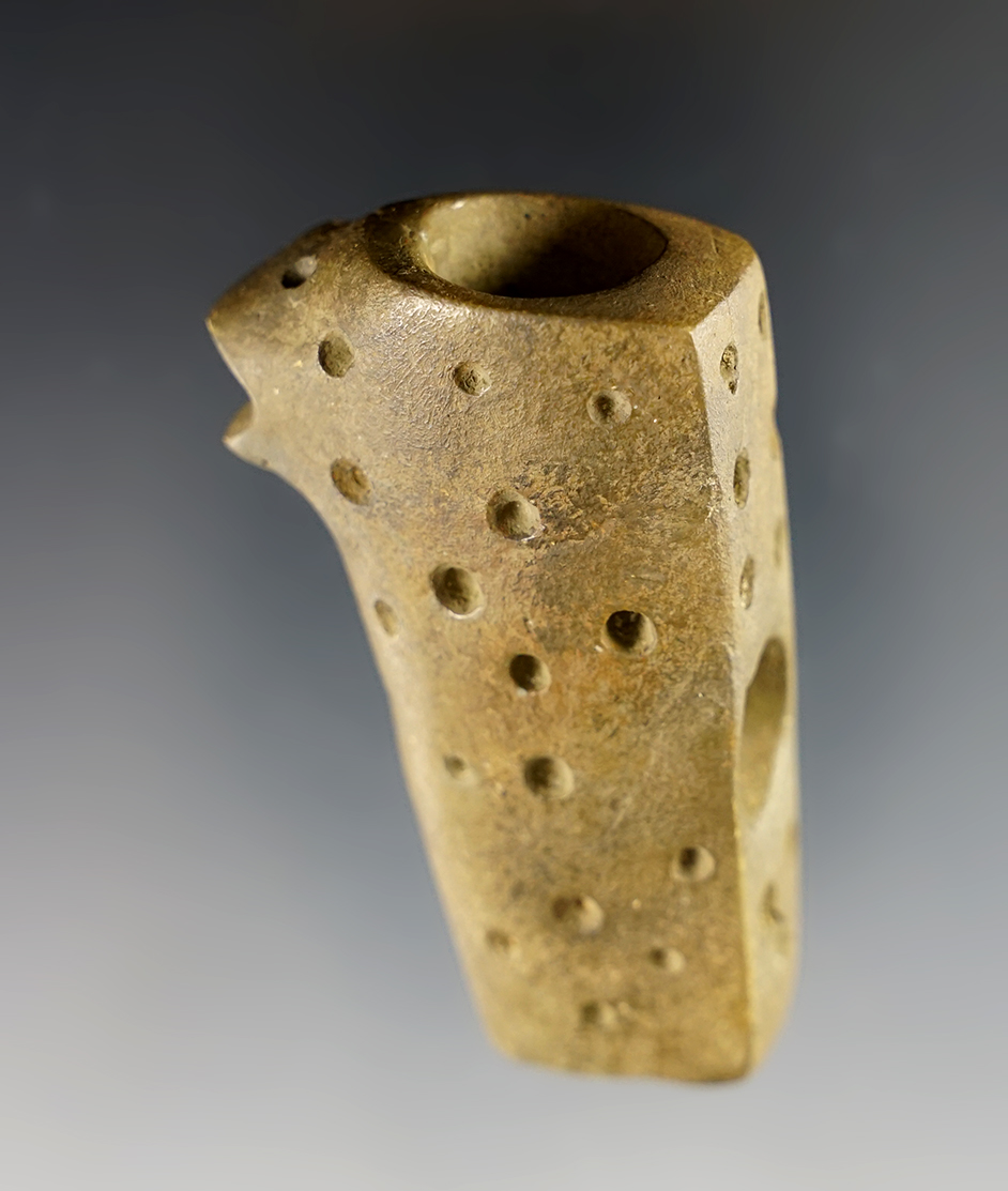 Heavily restored 2 1/2" Punctate design Effigy Pipe found in Fulton Co., Kentucky. 