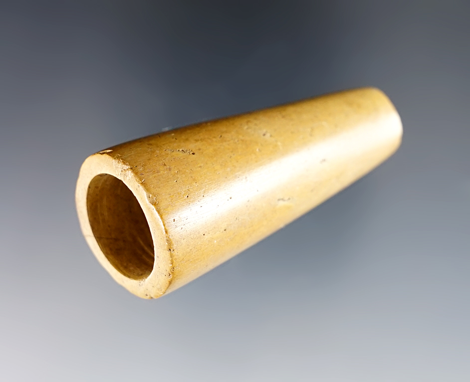 Well made 2 3/8" x 1" Adena Tube Pipe - Pipestone. Scioto Co., Ohio.  Bennett COA. 