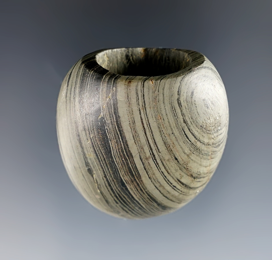 Nice 1 11/16" Tube Pipe - Glacial Slate - Ohio. Pictured! Bennett COA. 