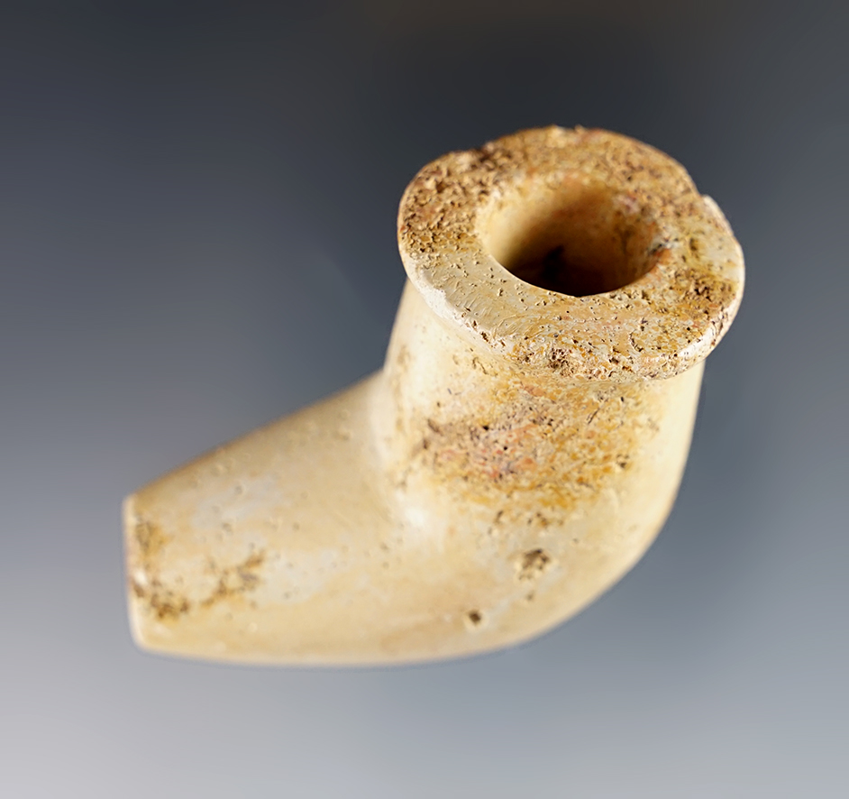 2" x 2" Ft. Ancient Elbow Pipe made from Pipestone. Warren Co., Ohio. Bennett COA. 