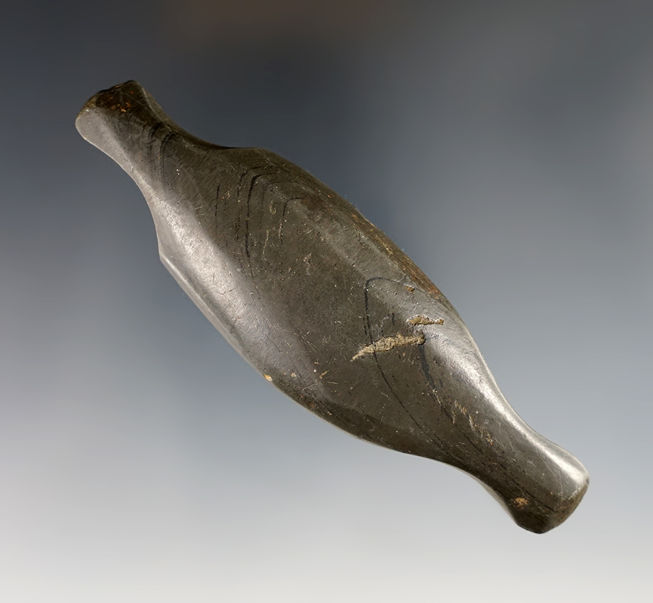 Rare 4 1/4" Snail Effigy - Allen Co., Ohio - Slate. Ex. Dr. Gordon Meuser. Pictured!